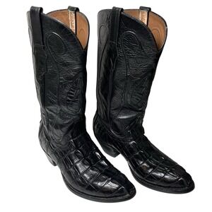 Cowtown Men's Black HornBack Alligator Cowboy Boots Sz 8D Exotic Western 8096W‎